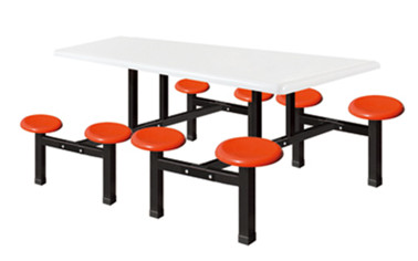 八位玻璃钢圆凳餐桌