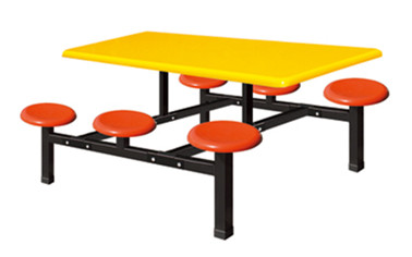 六位玻璃钢圆凳餐桌